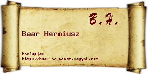 Baar Hermiusz névjegykártya